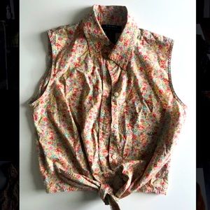 Vintage Ralph Lauren Floral Front Tie Blouse